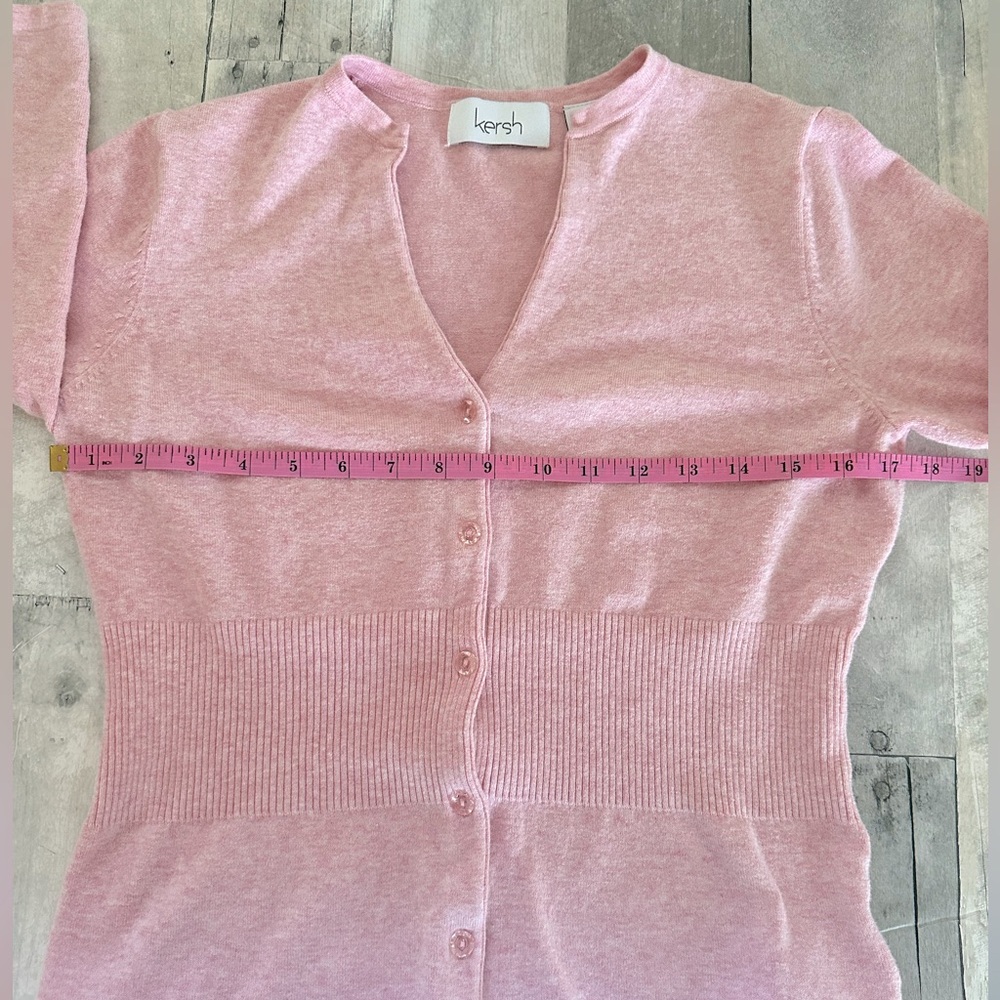 Kersh Size M Pink 3/4 Sleeve Cardigan Sweater M - Picture 6 of 8